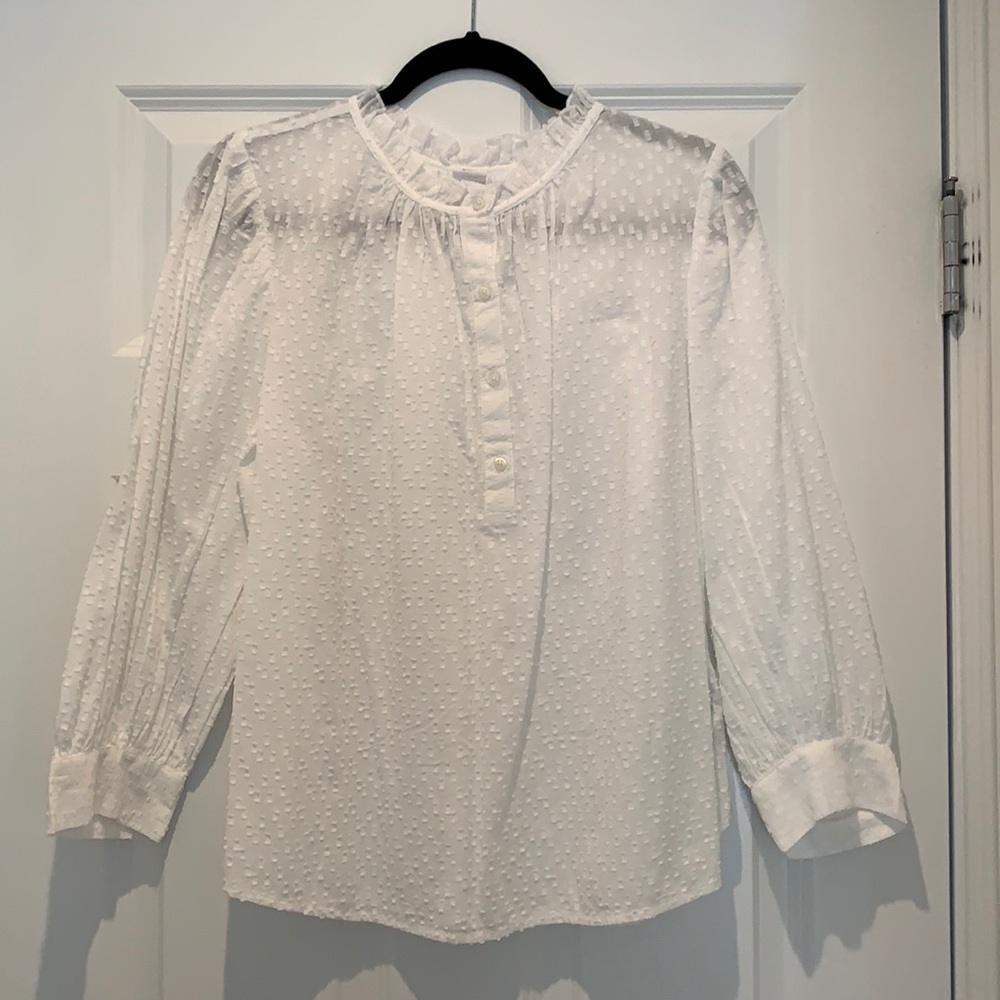 Gap white cotton clip dot top